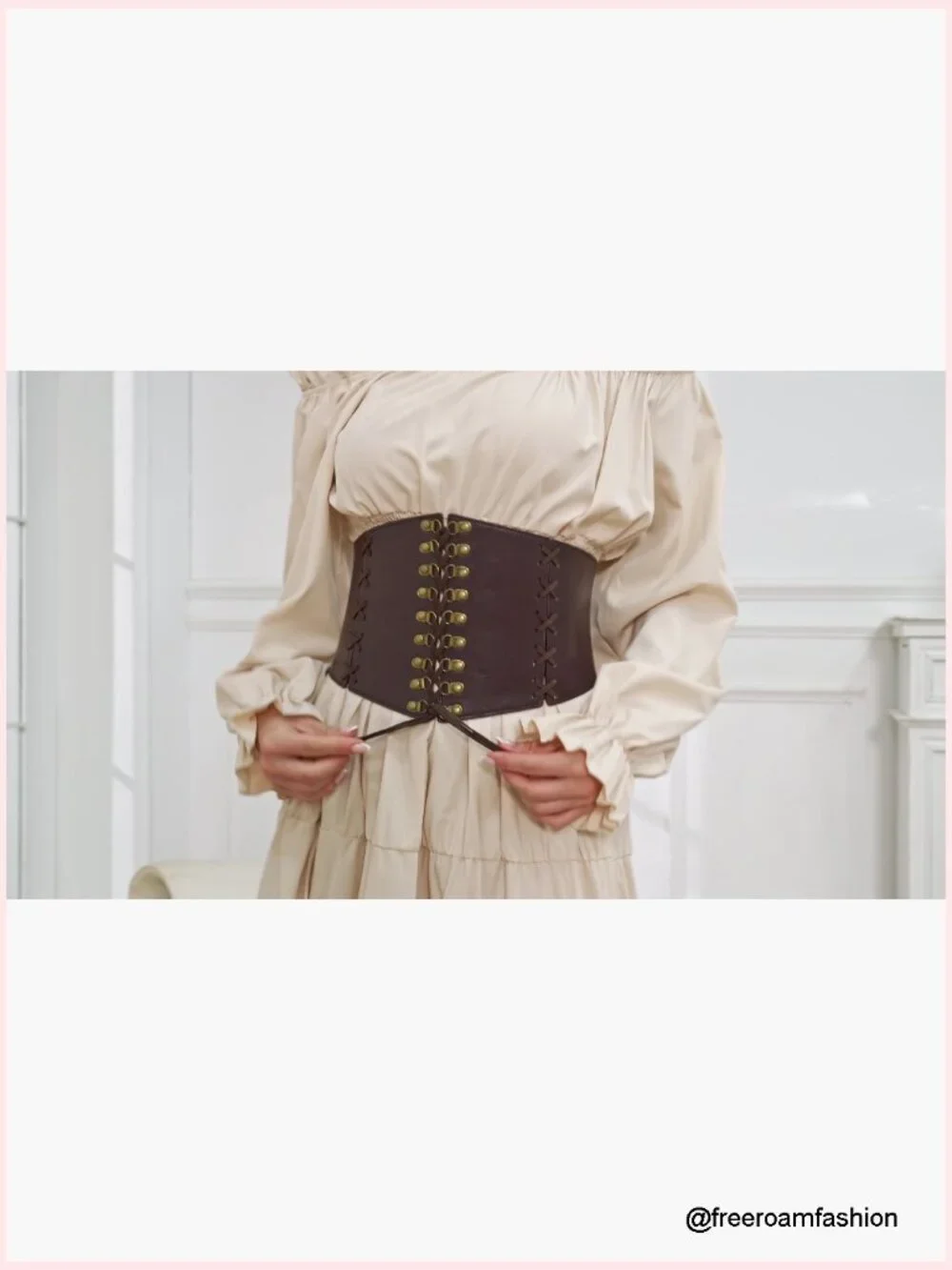 Wide Corset Belt with Lace-Up Front Vintage Elastic Waist Cincher for Dresses